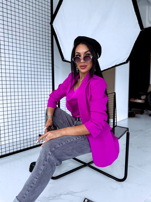 Vivid Fuchsia, ONE SIZE jacket with gathered sleeves